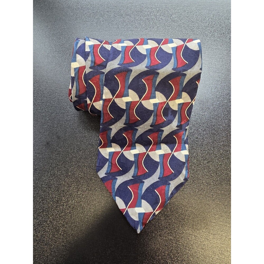 Ziggurat Mulberry Neckwear 100% Silk Tie  multicolored  geometric